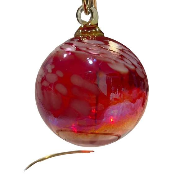 3” Hand Blown Ornament Many Hues of Orange, Reds, Purples and Irridescent Colors - Picture 2 of 7